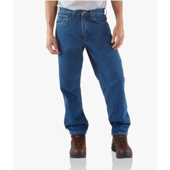 Carhartt Mens B17DST Relaxed Fit Heavyweight Tapered Jeans Blue 33x32 Workwear - Picture 1 of 15